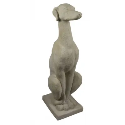Grey Roman Stone Sitting Greyhound Statue 89cm