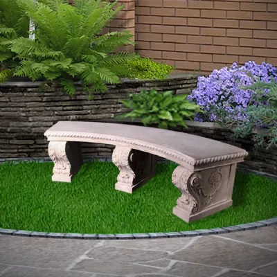 Roman Stone Large Garden Bench with Royal Detailing 194cm