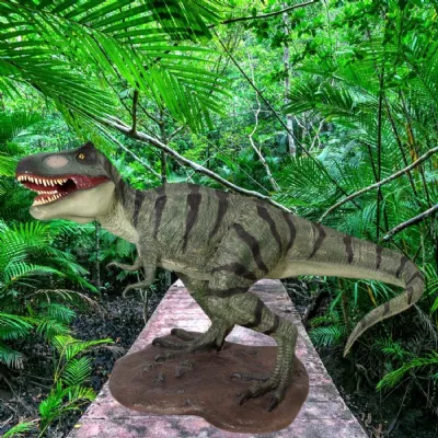 Modern Green and Brown Polyresin T Rex Dinosaur Statue 112cm