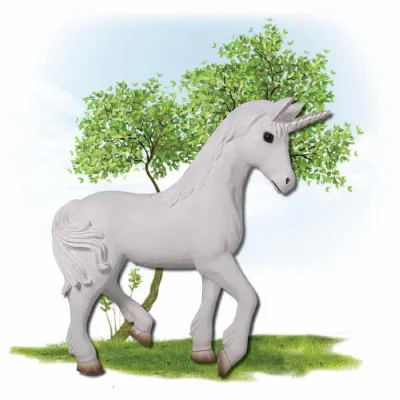 White Hand Painted Polyresin Small Unicorn 91cm