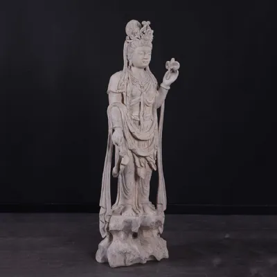Standing Kuan Yin 138cm Roman Stone Finish