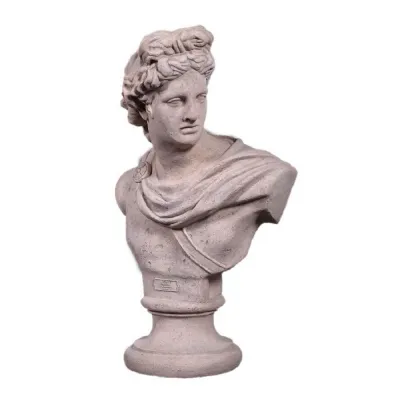 Distressed Roman Hard Stone Finish Apollo Bust 91cm