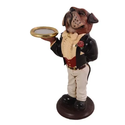 Black Polyresin Boxer Butler Decorative Stand 60cm