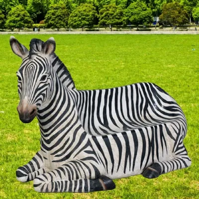 Black White Polyresin 110cm Bench Zebra Design Feature