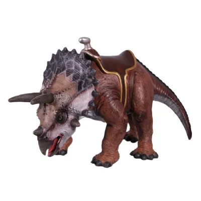 Multicoloured Polyresin Triceratops Sculpture with Saddle