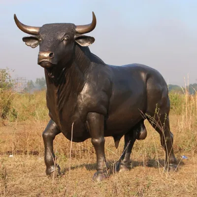 Bronze Fighting Bull Sculpture with Dynamic Stance 220cm