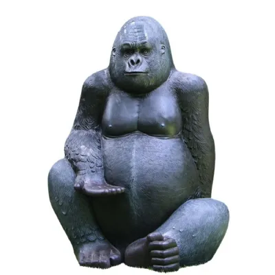 Silverback Fibreglass Outdoor Gorilla Sculpture 180cm
