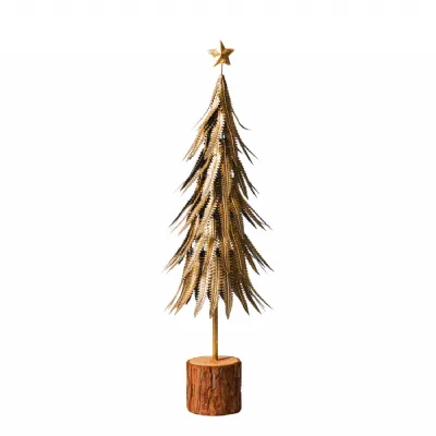 Feathered Metal Gold Tree Sculpture 57cm