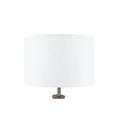 50cm White Self Lined Linen Drum Shade
