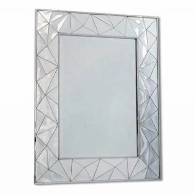Mirrored Glass Wall Mirror with Stainless Steel Rim 107cm