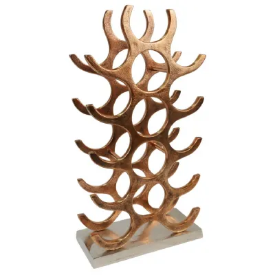 Modern Antique Copper Aluminium 15 Bottle Wine Rack 55.5cm