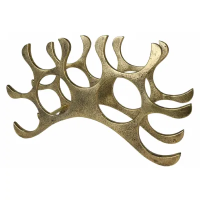 42cm Cast Aluminium Wine Rack Holds 9 Bottles Anodized Antique Brass Industrial Finish