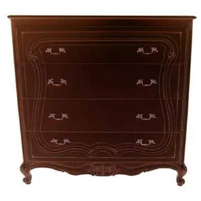 French Style Mahogany Wood Chest of 5 Drawers