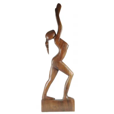 Natural Wooden Raised Arms Abstract Lady Sculpture 100cm