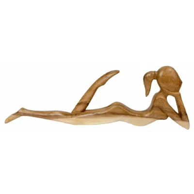 Hand Carved Wooden Abstract Relax 80cm Natural Finish