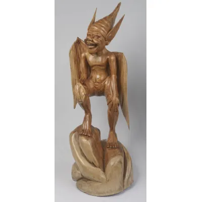 Natural Suar Wood Hobbit Statue with Carved Detail 100cm