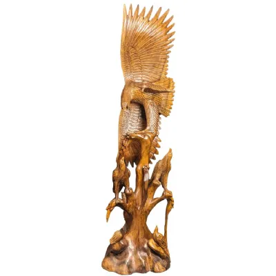 Hand Carved Wooden Eagle Suar Wood 158cm
