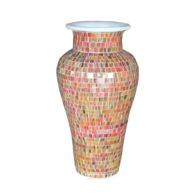 Mosaic Glass & Terracotta Vase 100cm Tall 31cm Dia