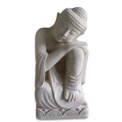 Grey Stone Hand Carved Buddha Sculpture 80cm