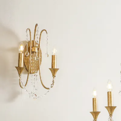 Antique Silver Leaf Metal And Beaded Twin Arm Wall Light
