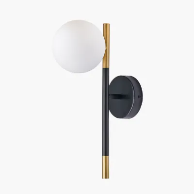 Wanda White Orb and Black Metal Wall Light