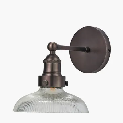 Bowery Ribbed Glass with Antique Bronze Fitting Wall Light