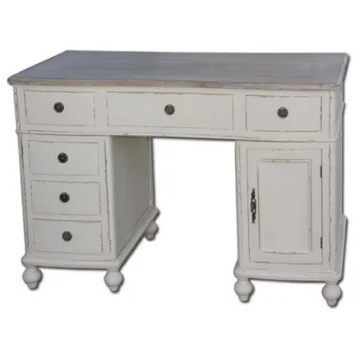 French Painted Distressed Country Pedestal Desk 120cm Wide