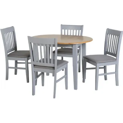 Oxford Extending Dining Set Grey Natural Oak Grey Fabric