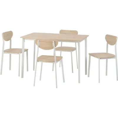Riley Large Dining Set White Light Oak Effect Veneer