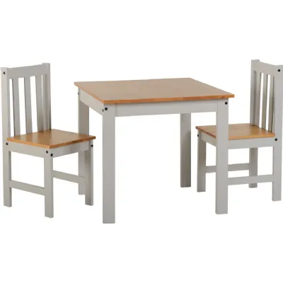 Ludlow 1+2 Dining Set Light Grey Oak Lacquer