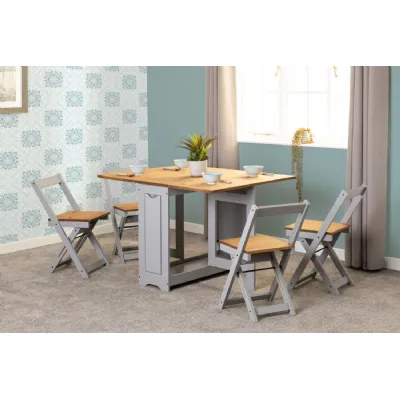 Distressed Wood Top Grey Butterfly Dining Set 4 Chairs