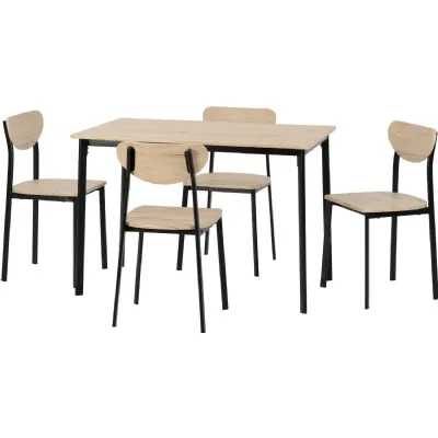 Riley Large Dining Set Black Light Oak Effect Veneer