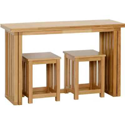 Richmond Foldaway Dining Set (2 Stools) Oak Varnish