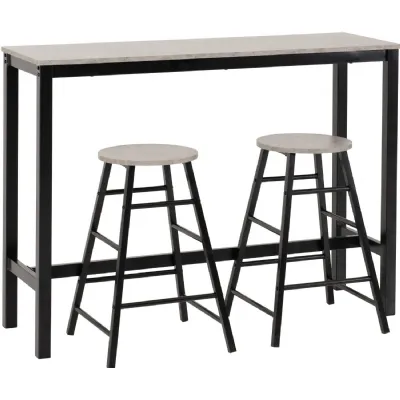 Athens Breakfast Bar Set Concrete Effect Black