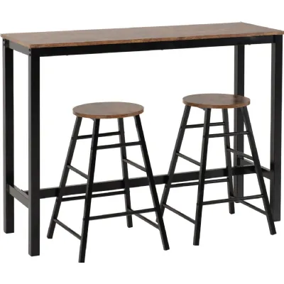 Athens Breakfast Bar Set Acacia Effect Black