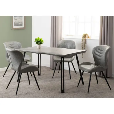 Concrete Effect Dining Table Set with 4 Grey Chairs