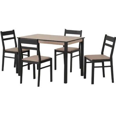 Radley Dining Set Black Oak Effect Oat Fabric