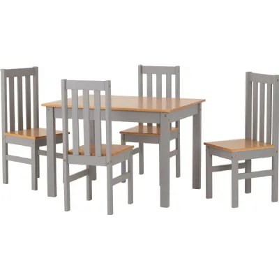 Ludlow 1+4 Dining Set Grey Slate Oak Lacquer