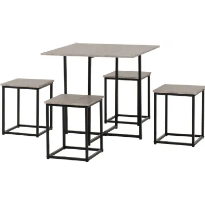 Kent 1+4 Stowaway Dining Set Stone Effect Black