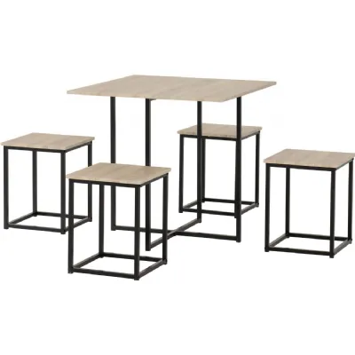 Kent 1+4 Stowaway Dining Set Sonoma Oak Effect Black