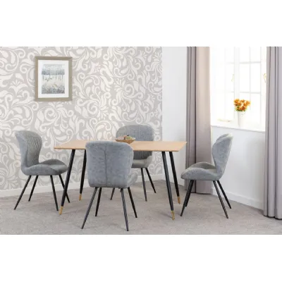 Medium Oak Dining Table Set with 4 Grey Chairs