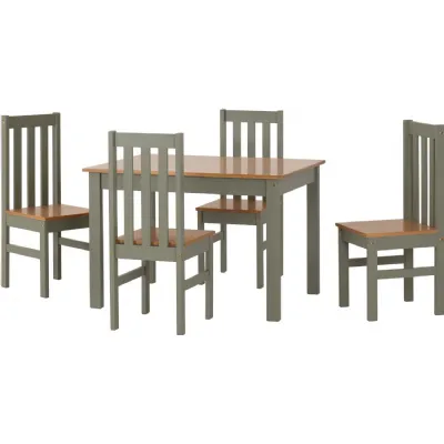 Ludlow 1+4 Dining Set Green Oak Lacquer