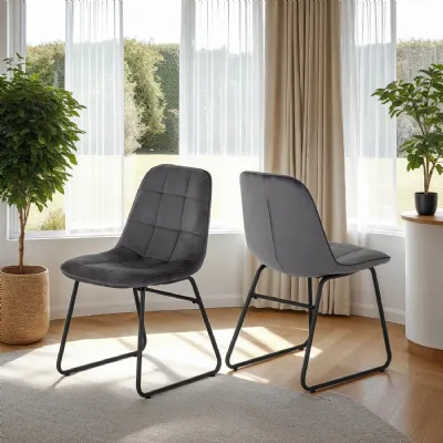 Lukas Chair (Box of 2) Grey Velvet