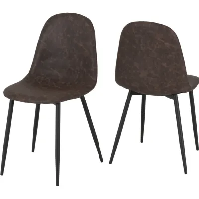 Athens Chair (Box of 2) Brown Faux Leather