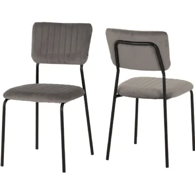 Sheldon Chair (Box of 4) Grey Velvet Fabric