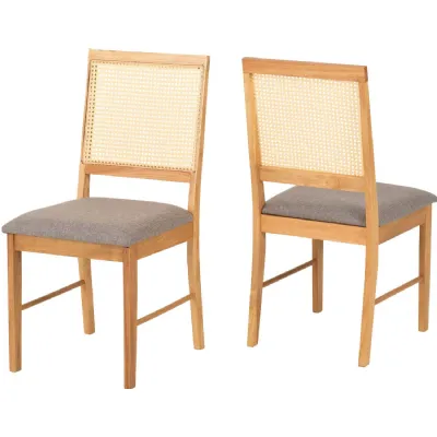 Ellis Chair (Box of 2) Oak Effect Grey Fabric