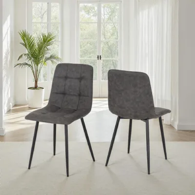 Fenton Chair (Box of 2) Dark Grey Suede Fabric