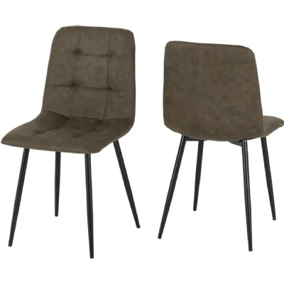 Fenton Chair (Box of 2) Olive Green Suede Fabric