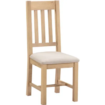 Windsor Slatted Chair (Box of 2) Natural Oak Oat Fabric