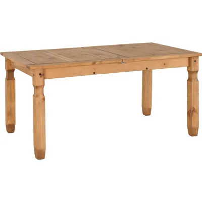 Distressed Waxed Wood Extending Dining Table 1.6m to 2m